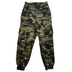 BOOHOO Camo Cargo Jogger Size 4 Sweatpants Army Military Pockets Trouser NEW